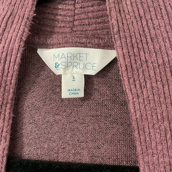 Market & Spruce Oversized Long Sweater Pocket Cardigan Dark Purple Size Small - Picture 2 of 6